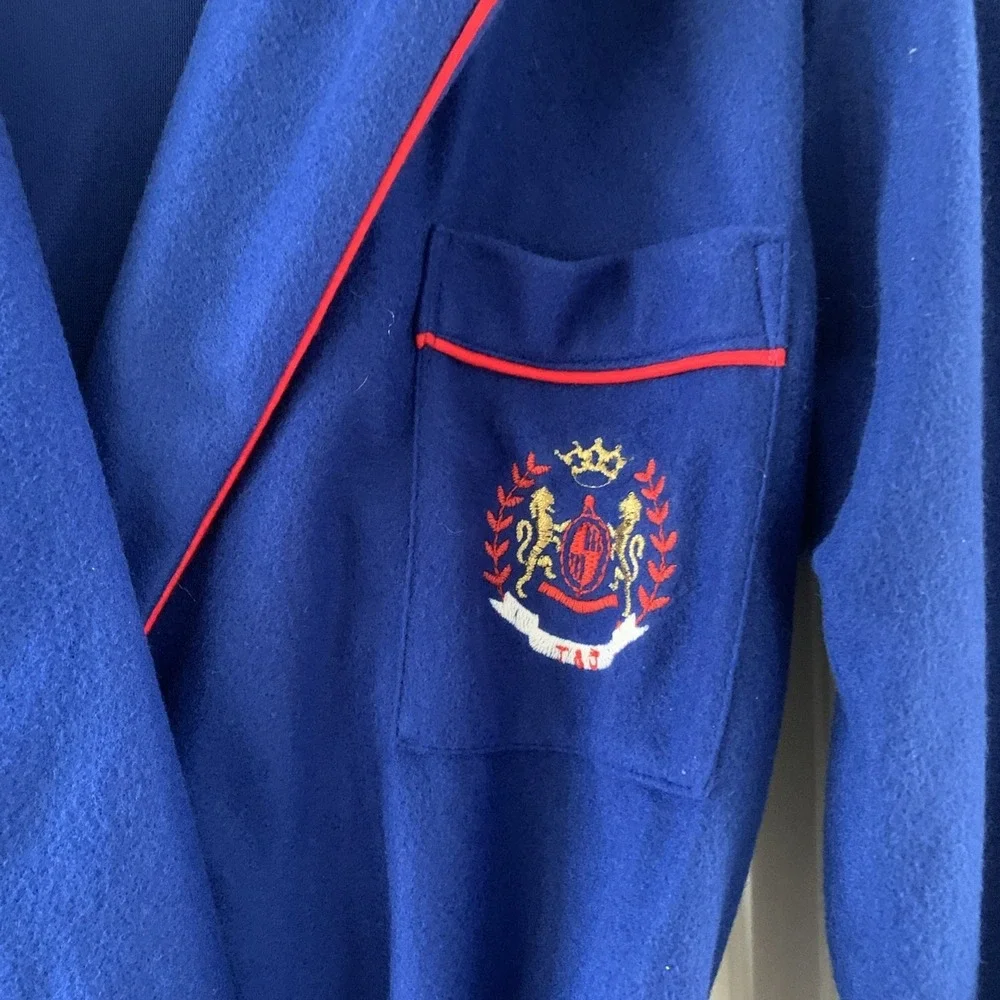 Vtg Tom & Jerry Boys Robe NWT Size 16 Made USA Crest On Pocket Blue W‎ Red Trim
